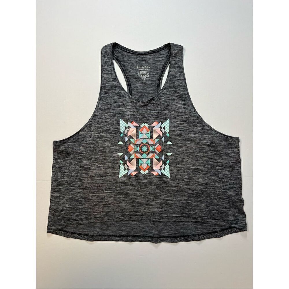 Sweaty Betty Cropped Muscle Tank Geometric Print High Low Cut Size Small NWOT